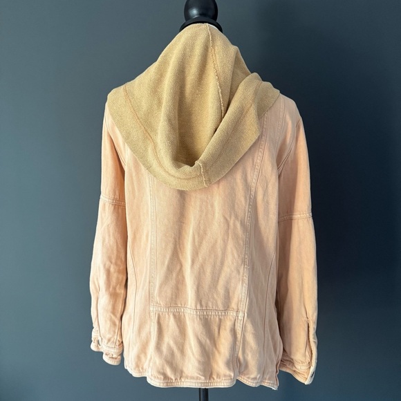 FREE PEOPLE Beachy Hooded Moto Jacket Peach Size Small - Picture 3 of 4